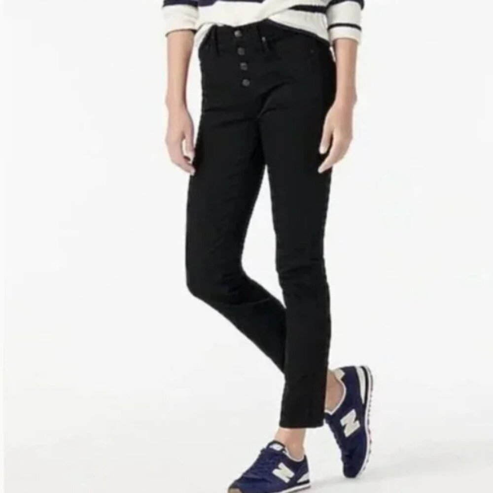 J. Crew 9" Vintage Straight Jeans in black with button fly 27